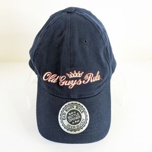 Old Guys Rule Mens Cap with Hidden Bottle Opener in Back Navy Blue Adjustable